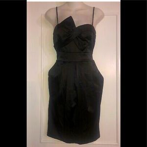 Davids Bridal INTRIGUE Black Spaghetti Satin Cocktail Dress